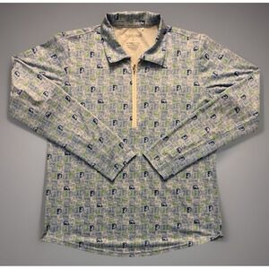 San Soleil 1/4 Quarter Zip Pullover Shirt Golf Print UPF 50 Women's Large JBHS